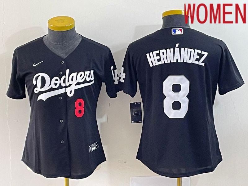 Women Los Angeles Dodgers 8 Hernandez Black Nike Game 2023 MLB Jersey